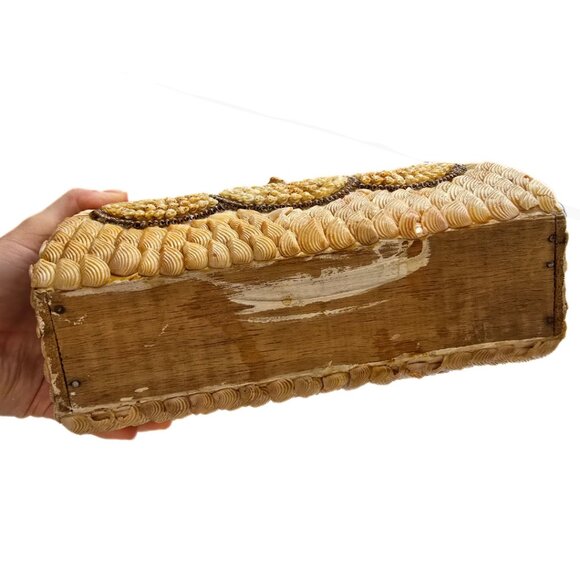 Vintage Handmade Wood & Seashell Purse OOAK Beach Retro Boho Handbag - Picture 12 of 14